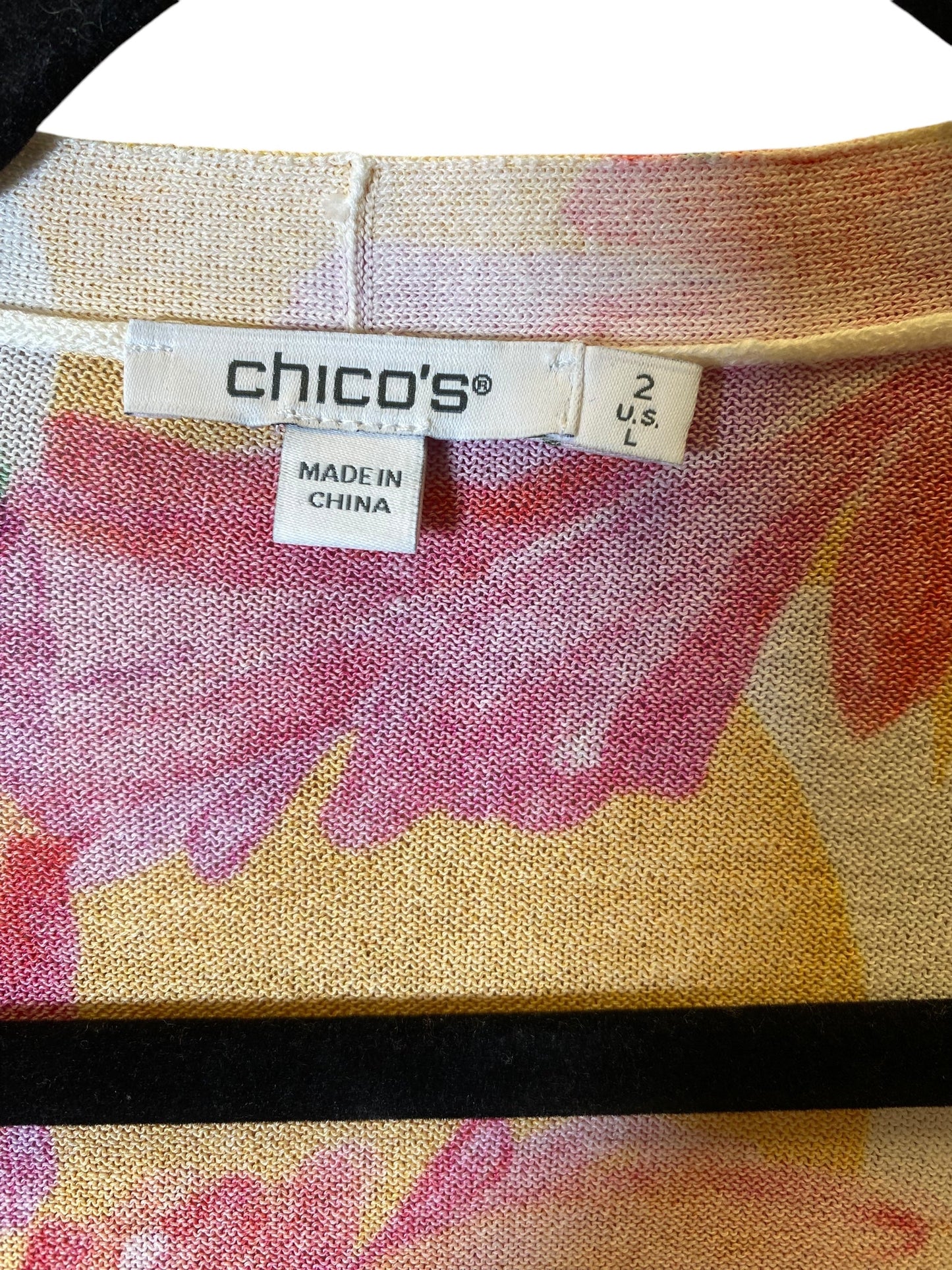 Cardigan By Chicos In Floral Print, Size: L