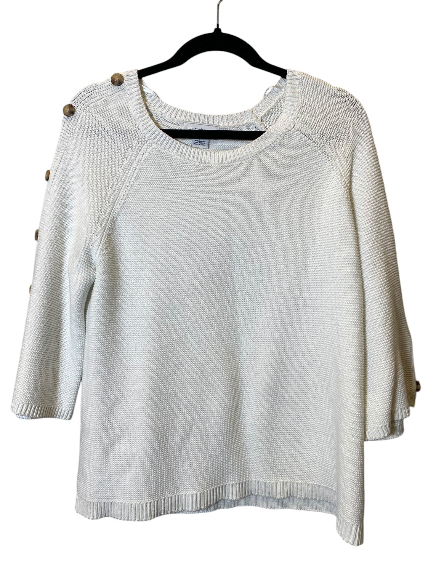 Sweater By Liz Claiborne In White, Size: L