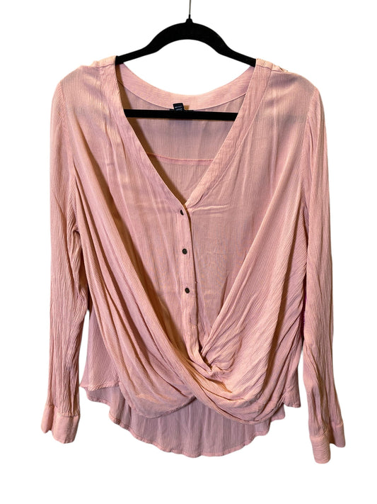 Blouse Long Sleeve By Ana In Pink, Size: L