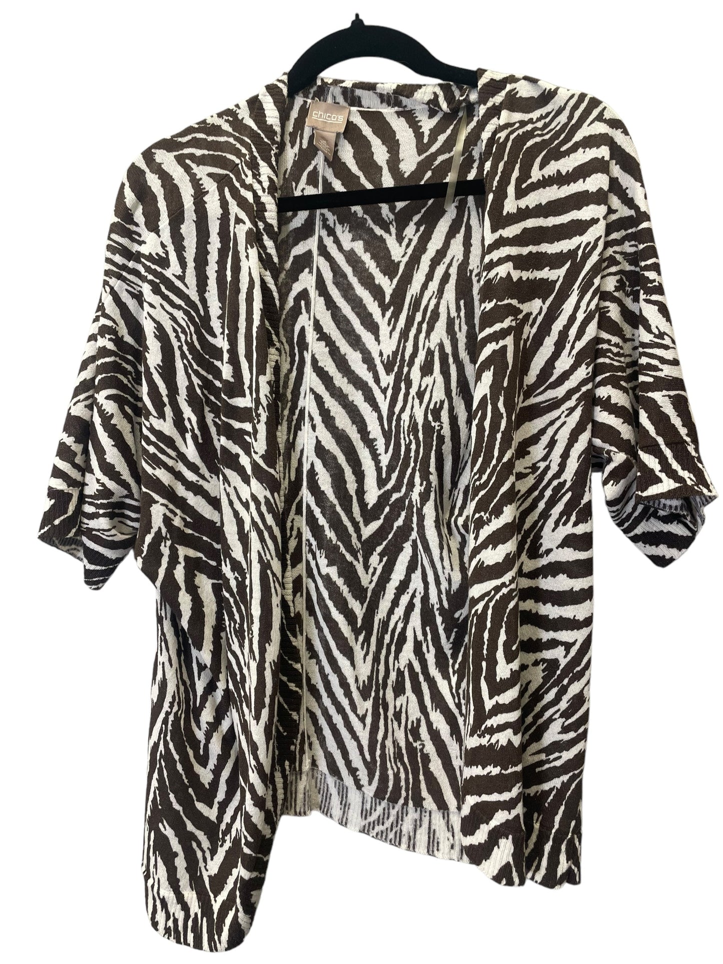 Cardigan By Chicos In Brown & Cream, Size: L