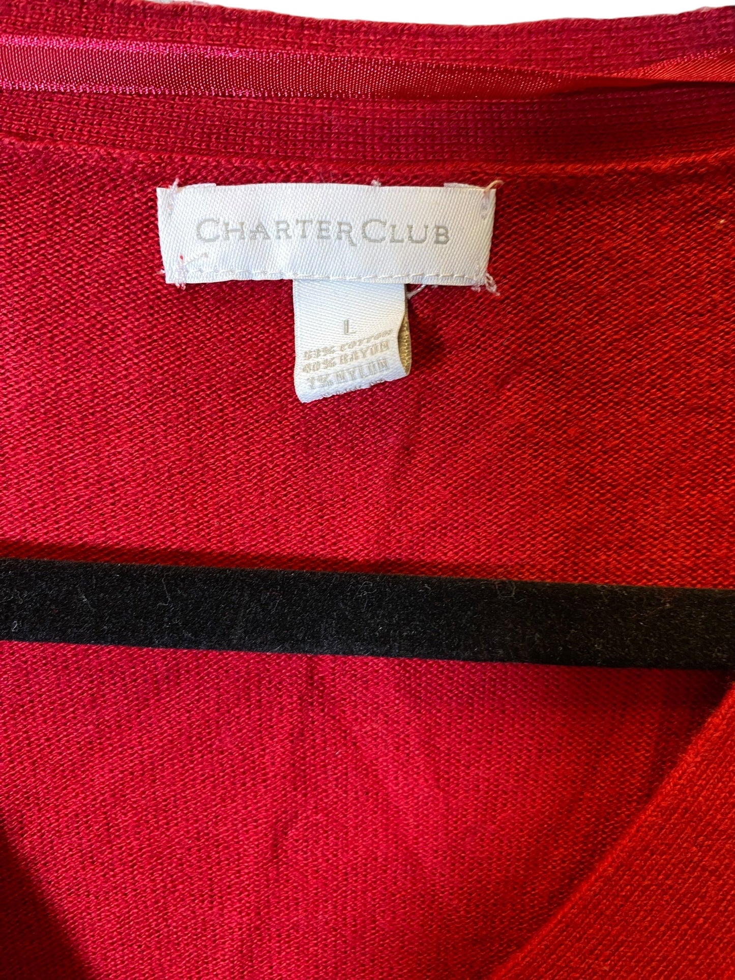 Sweater By Charter Club In Red, Size: L