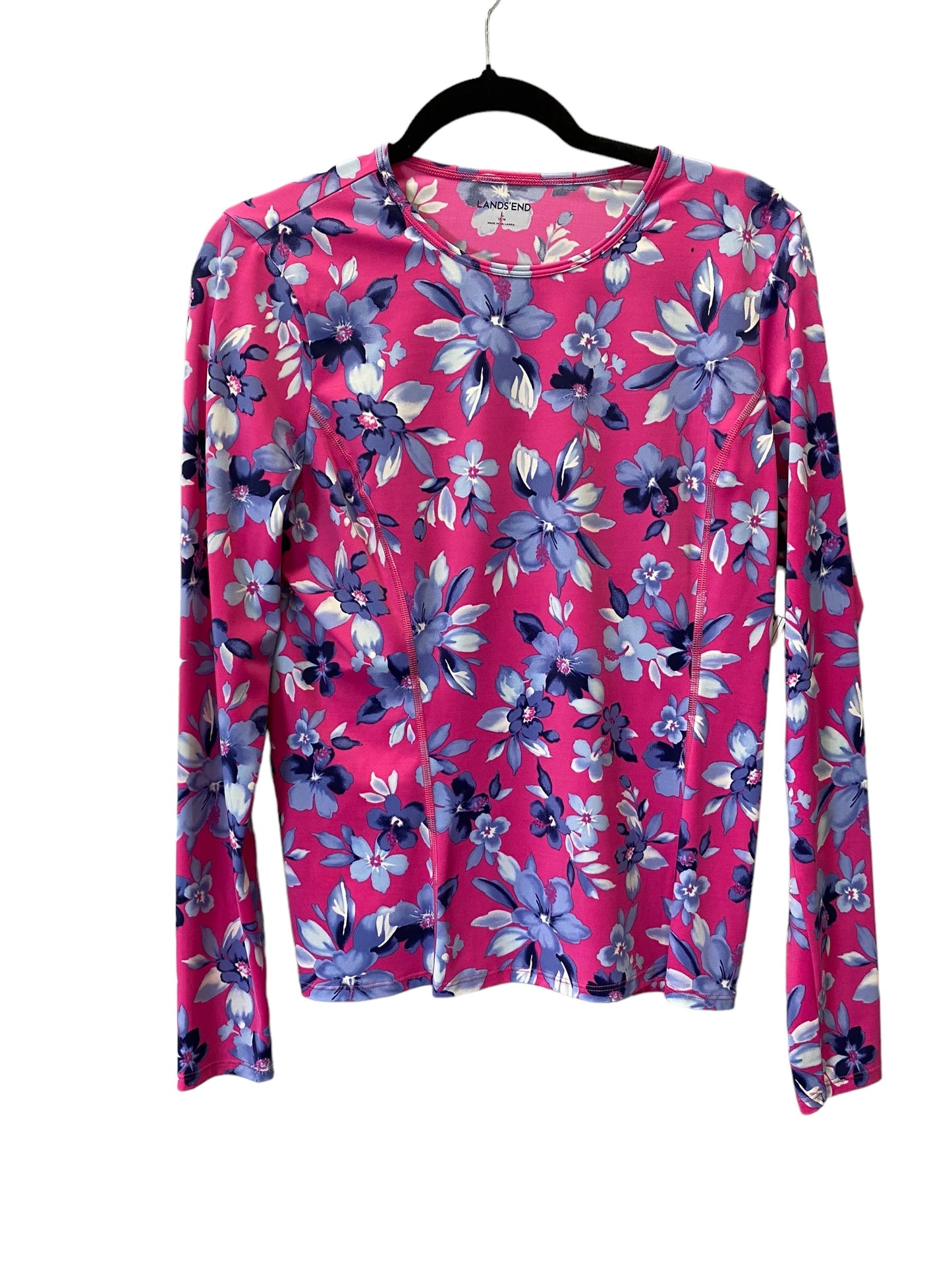 Athletic Top Long Sleeve Crewneck By Lands End In Floral Print, Size: L