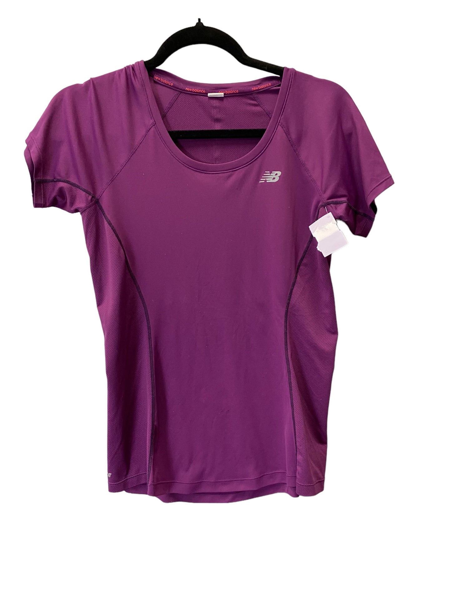 Athletic Top Short Sleeve By New Balance In Purple, Size: M