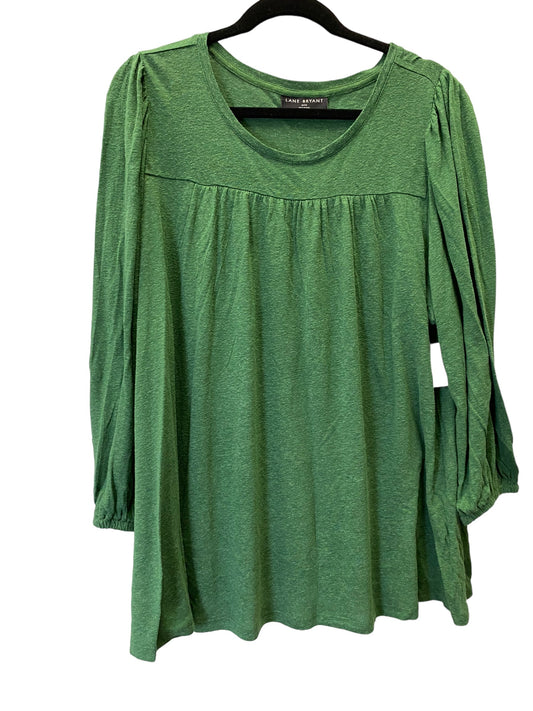 Top 3/4 Sleeve By Lane Bryant In Green, Size: 1x