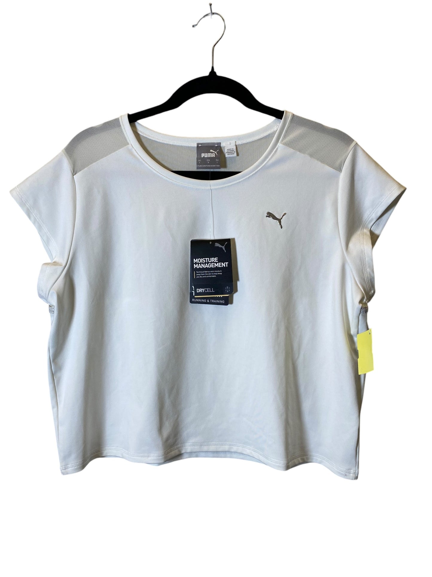 Athletic Top Short Sleeve By Puma In White, Size: L