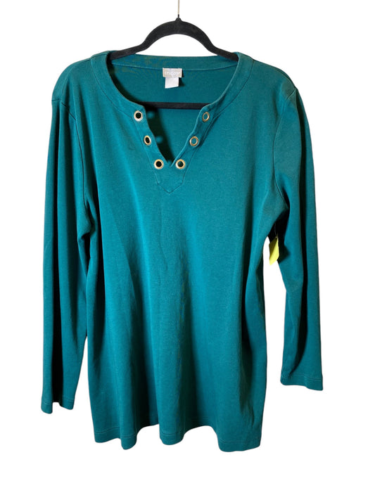 Top Long Sleeve By Chicos In Green, Size: L