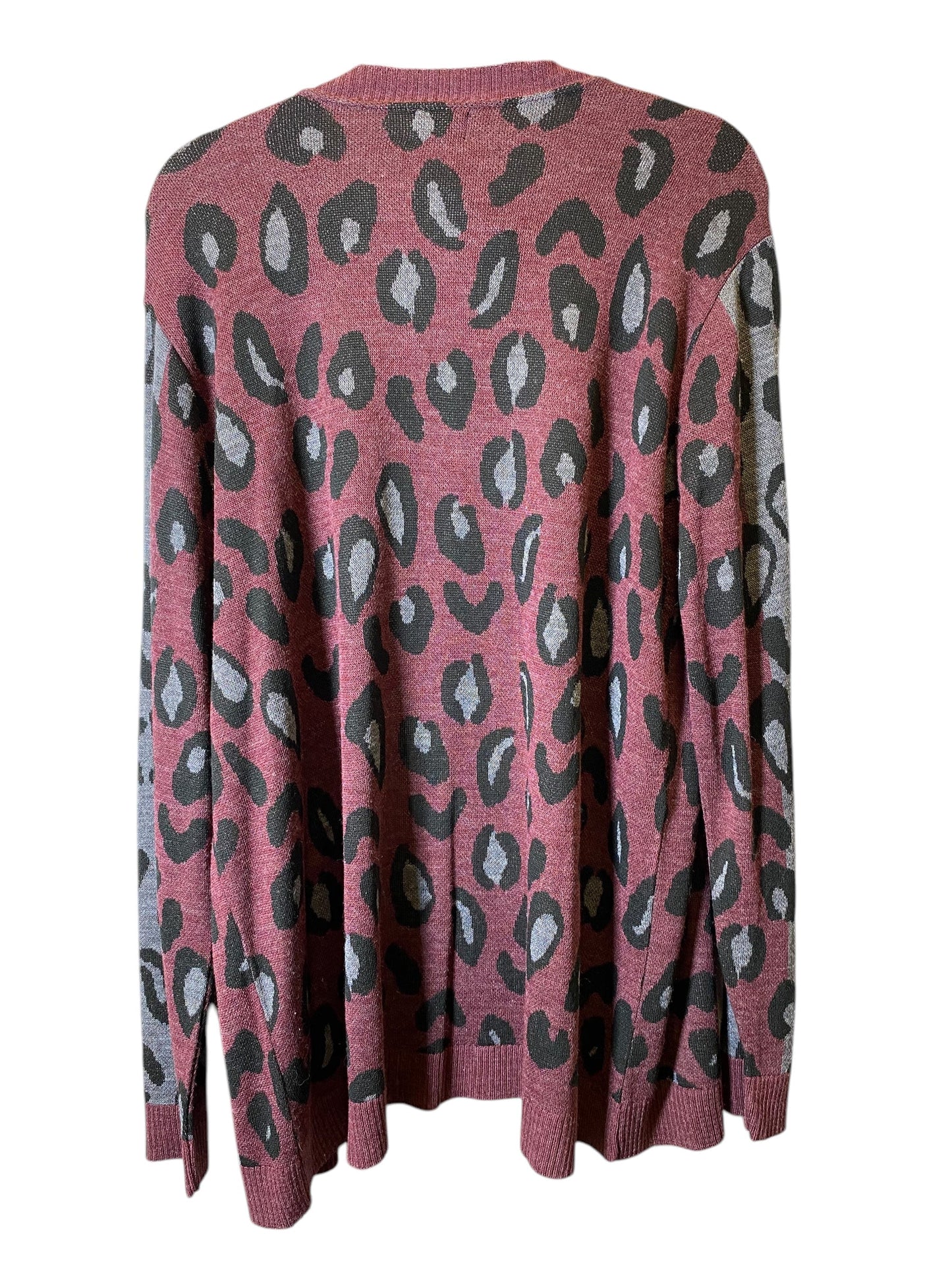 Cardigan By Time And Tru In Animal Print, Size: Xxl