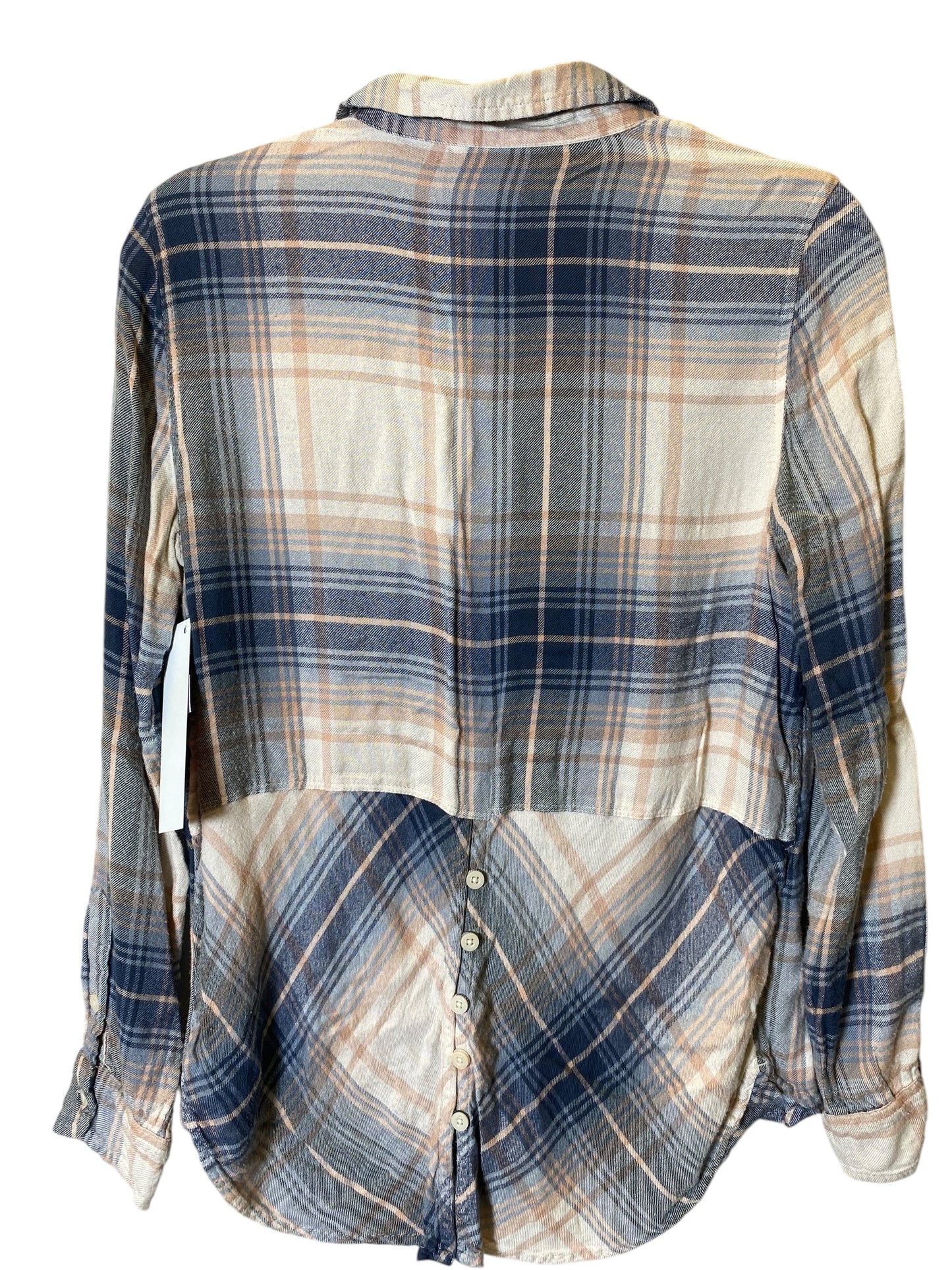 Blouse Long Sleeve By Lucky Brand In Plaid Pattern, Size: S