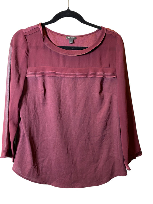 Top Long Sleeve By Ann Taylor In Maroon, Size: M