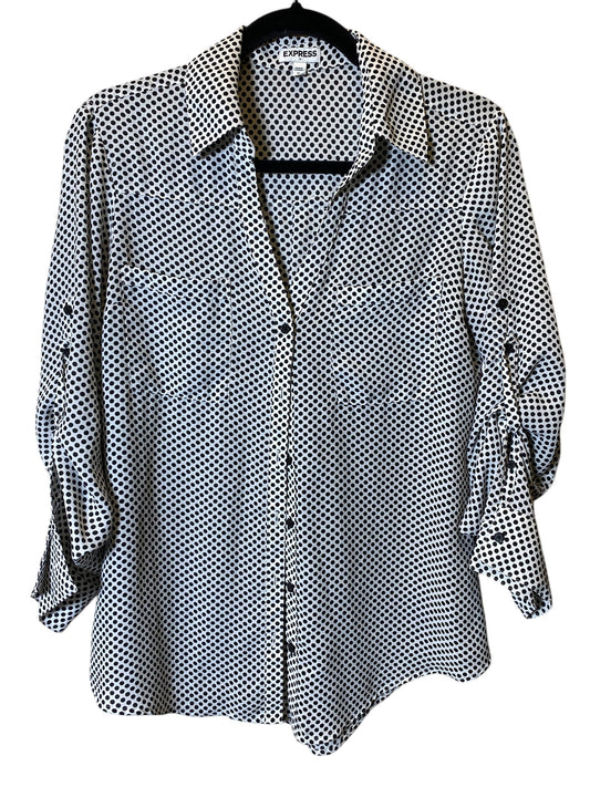 Blouse Long Sleeve By Express In Polkadot Pattern, Size: M