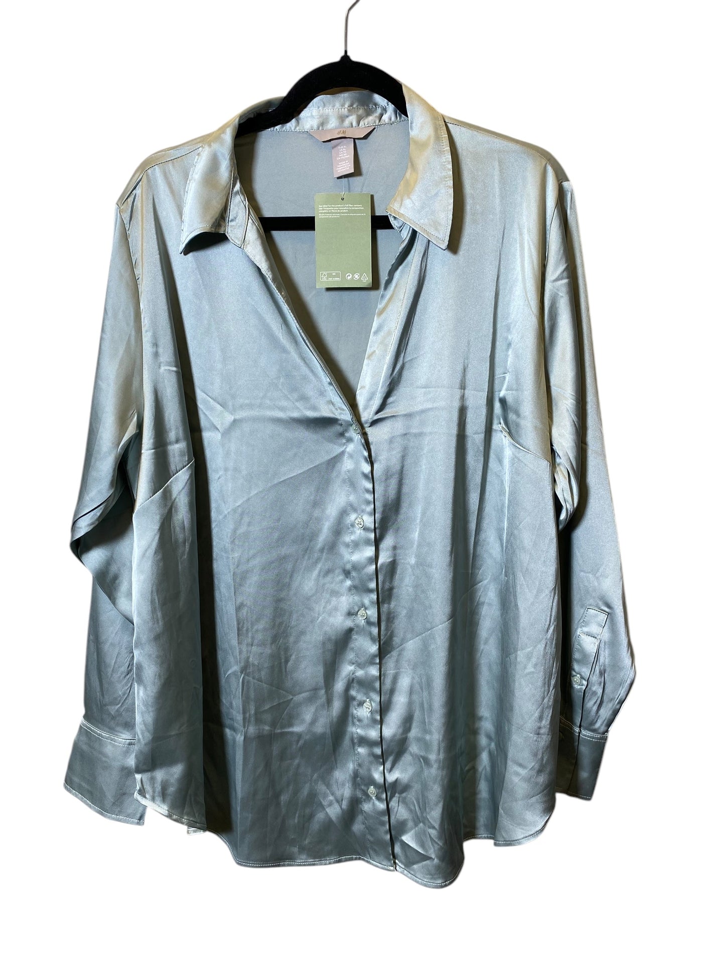 Blouse Long Sleeve By H&m In Green, Size: Xl