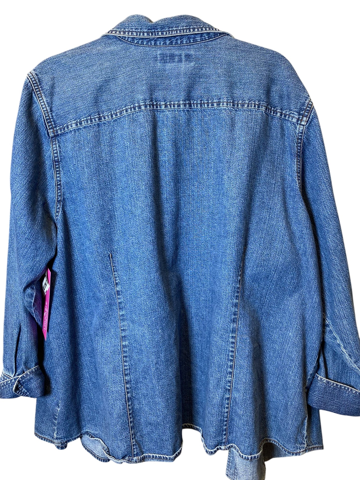 Blouse Long Sleeve By Eddie Bauer In Blue Denim, Size: Xxl