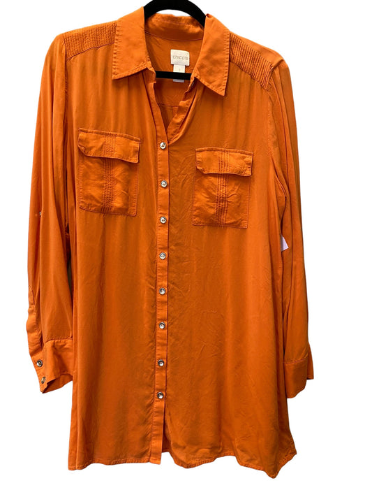 Orange Blouse Long Sleeve Chicos, Size 1x