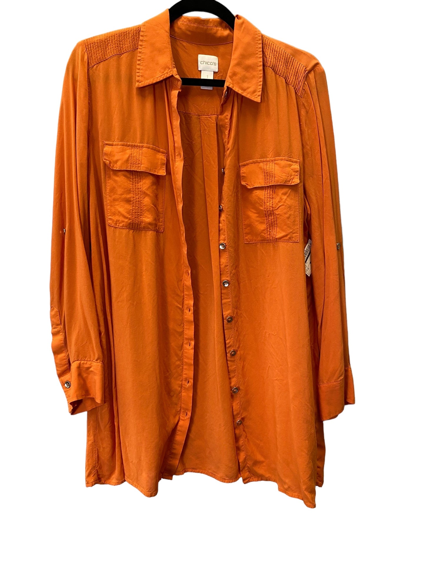 Orange Blouse Long Sleeve Chicos, Size 1x