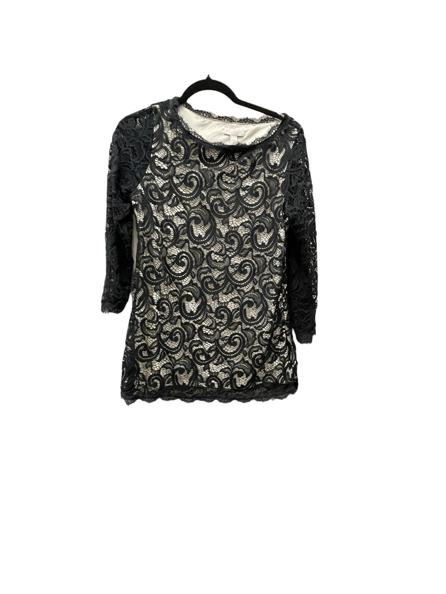 Top Long Sleeve By Charter Club In Black, Size: S