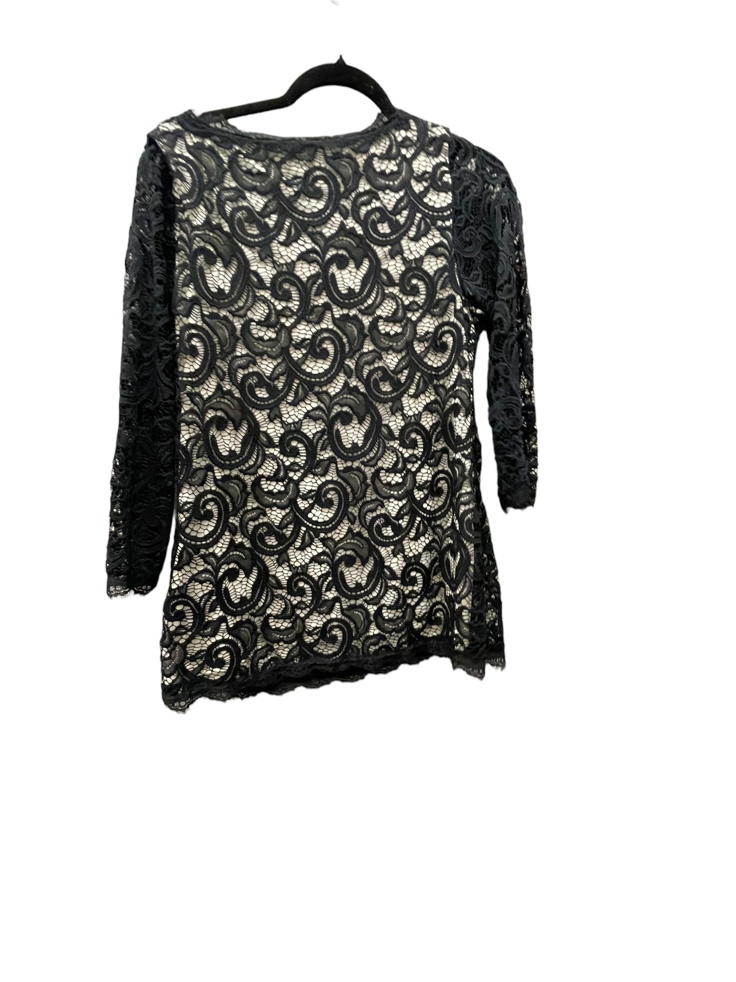 Top Long Sleeve By Charter Club In Black, Size: S