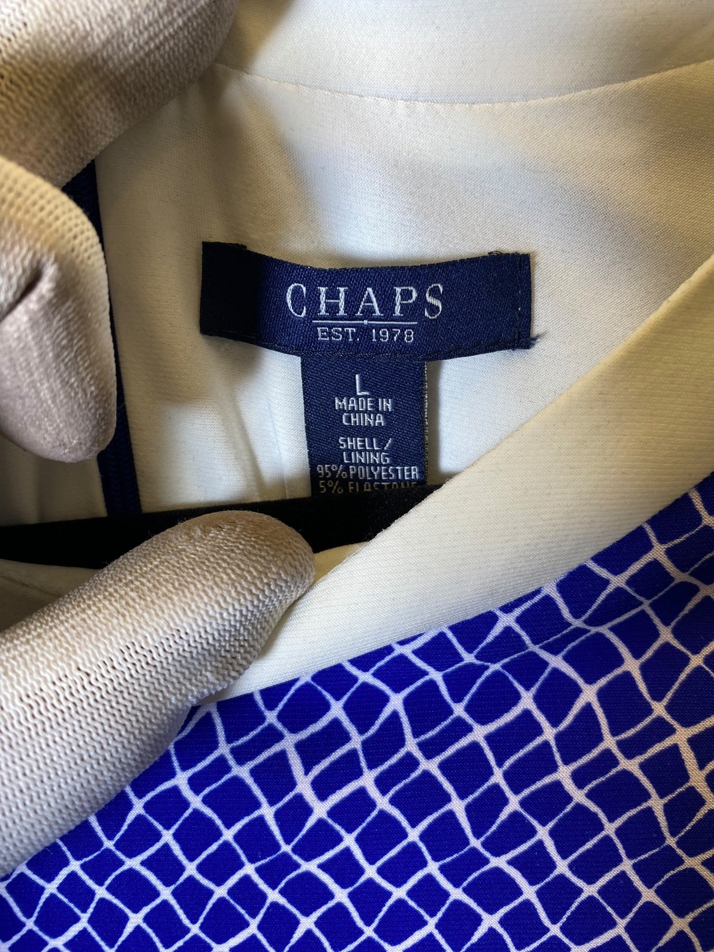 Dress Work By Chaps In Blue & White, Size: L