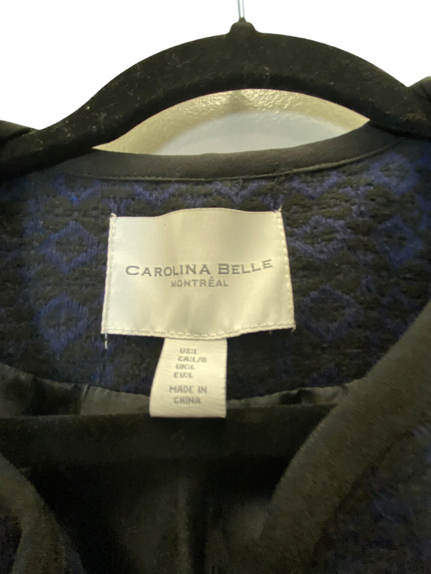 Coat Wool By Carolina Belle In Black & Blue, Size: L