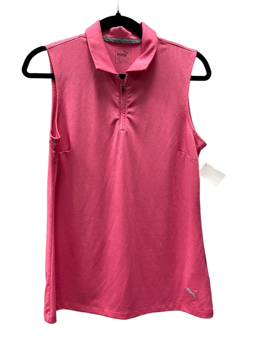 Athletic Top Short Sleeve By Puma In Pink, Size: L