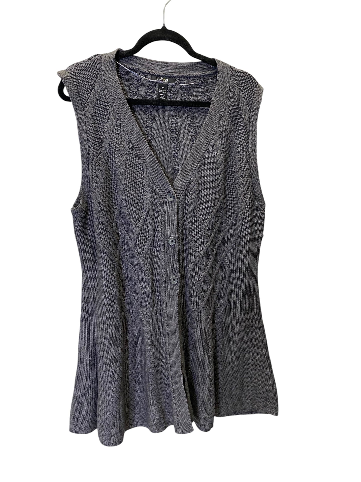 VEST SWEATER STYLE AND COMPANY in GREY, Size: 2X