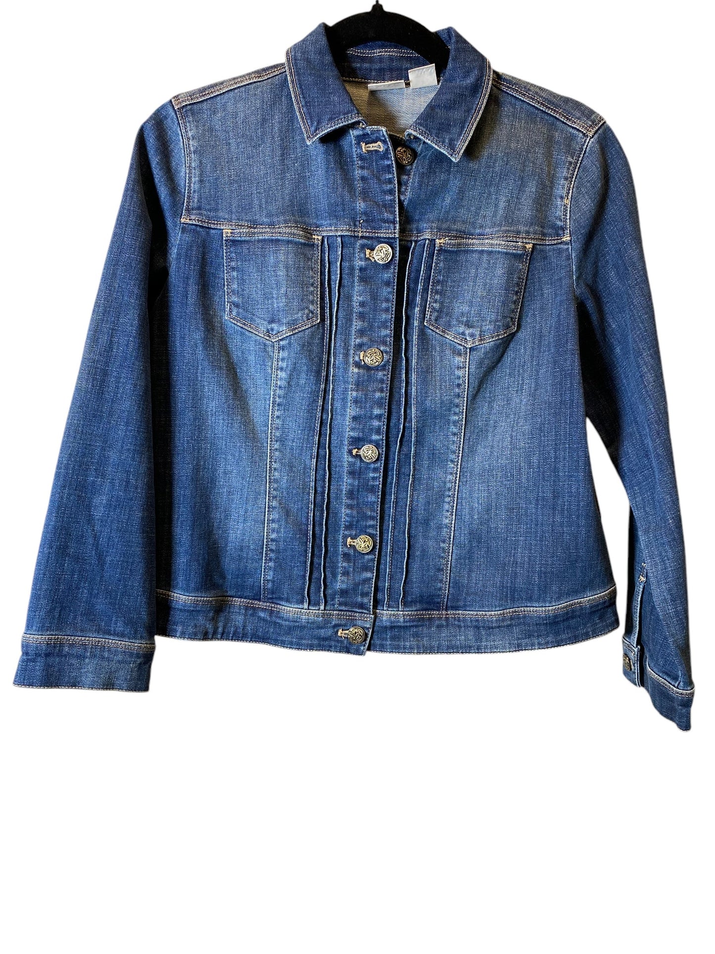 Jacket Denim By Chicos In Blue, Size: S