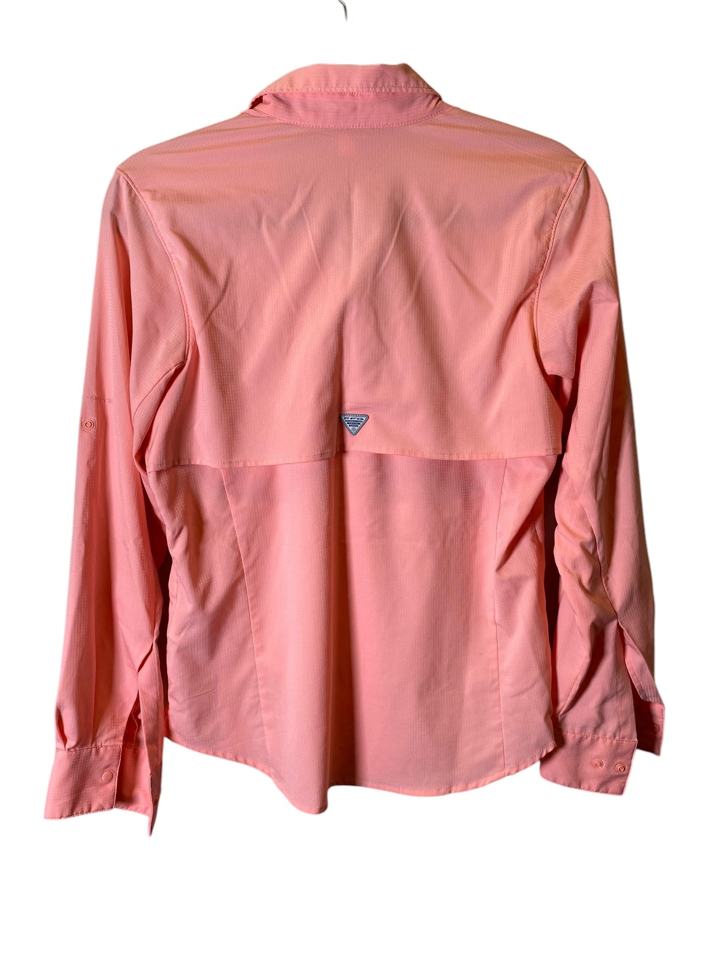 Athletic Top Long Sleeve Collar By Columbia In Peach, Size: M