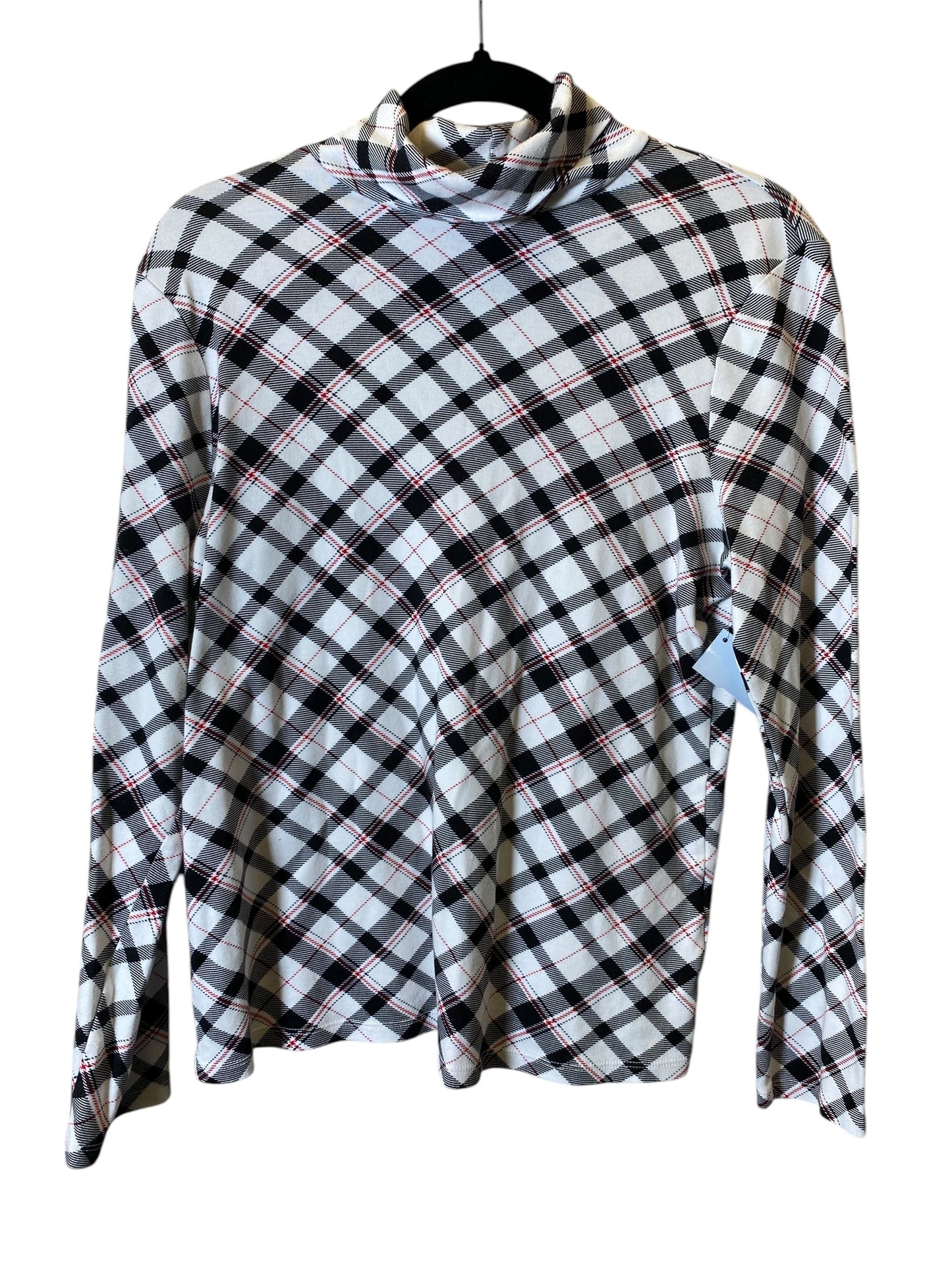 Top Long Sleeve Basic By Charter Club In Plaid Pattern, Size: M