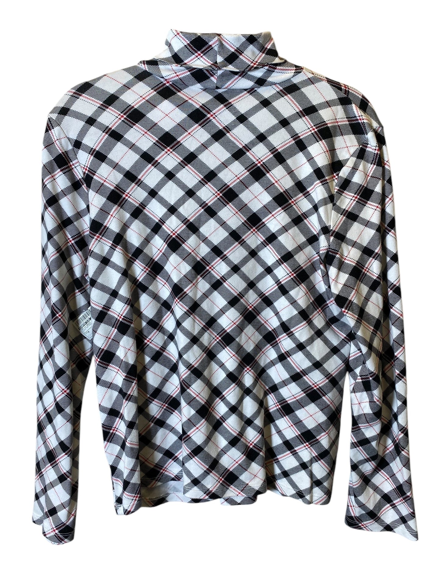 Top Long Sleeve Basic By Charter Club In Plaid Pattern, Size: M