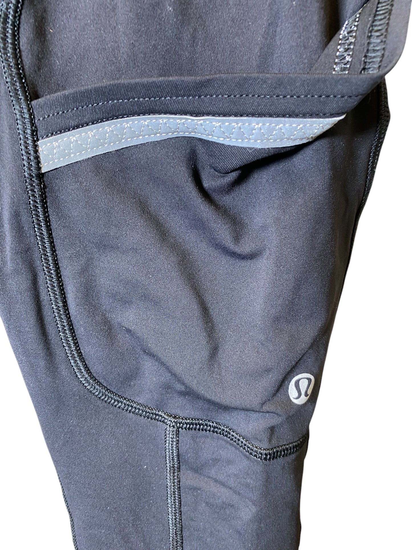 Athletic Capris By Lululemon In Black & Grey, Size: 4