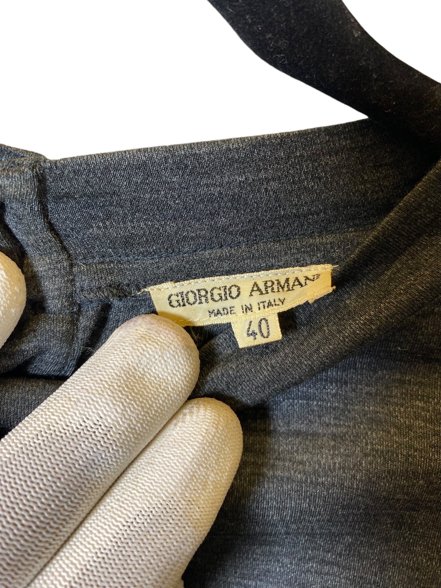 Top 3/4 Sleeve Designer By Giorgio Armani In Grey, Size: M