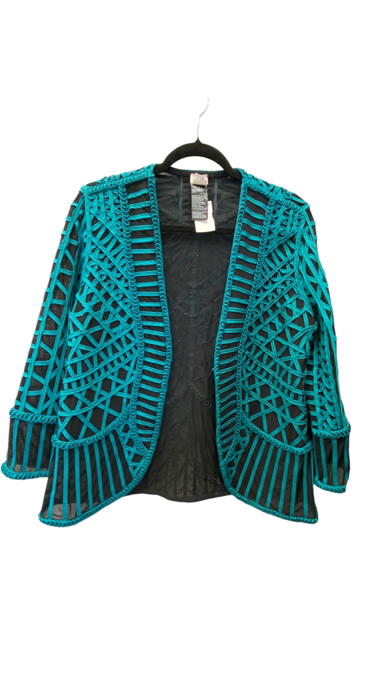 Blazer By Chicos In Black & Blue, Size: S