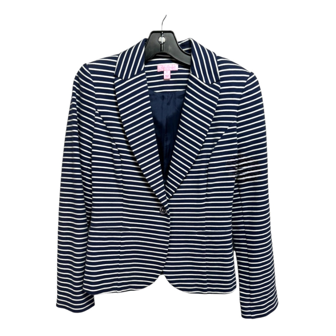 Leighton Blazer in True Navy Socializing Stripe Designer Lilly Pulitzer, Size S