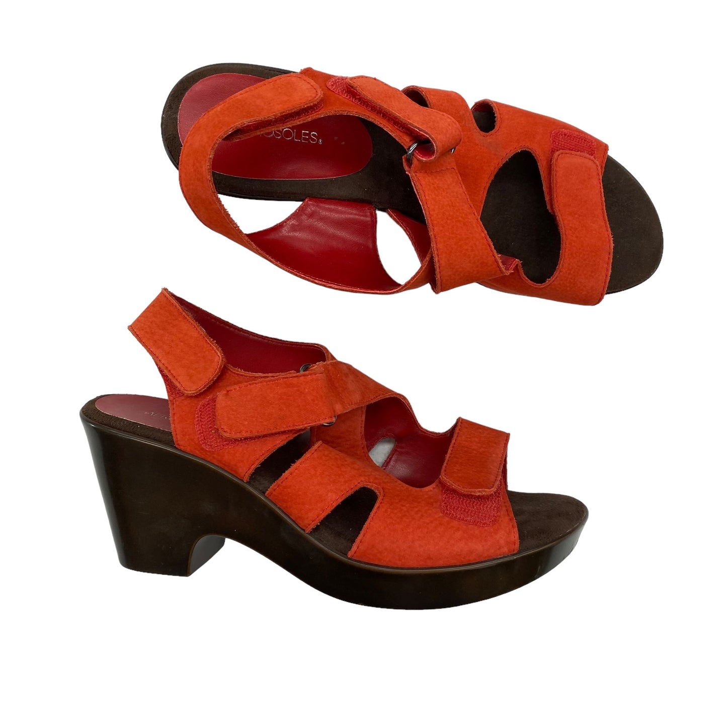 ORANGE SANDALS HEELS BLOCK by AEROSOLES Size:8.5