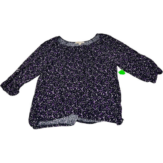 Top 3/4 Sleeve By Michael By Michael Kors In Black & Purple, Size:2X