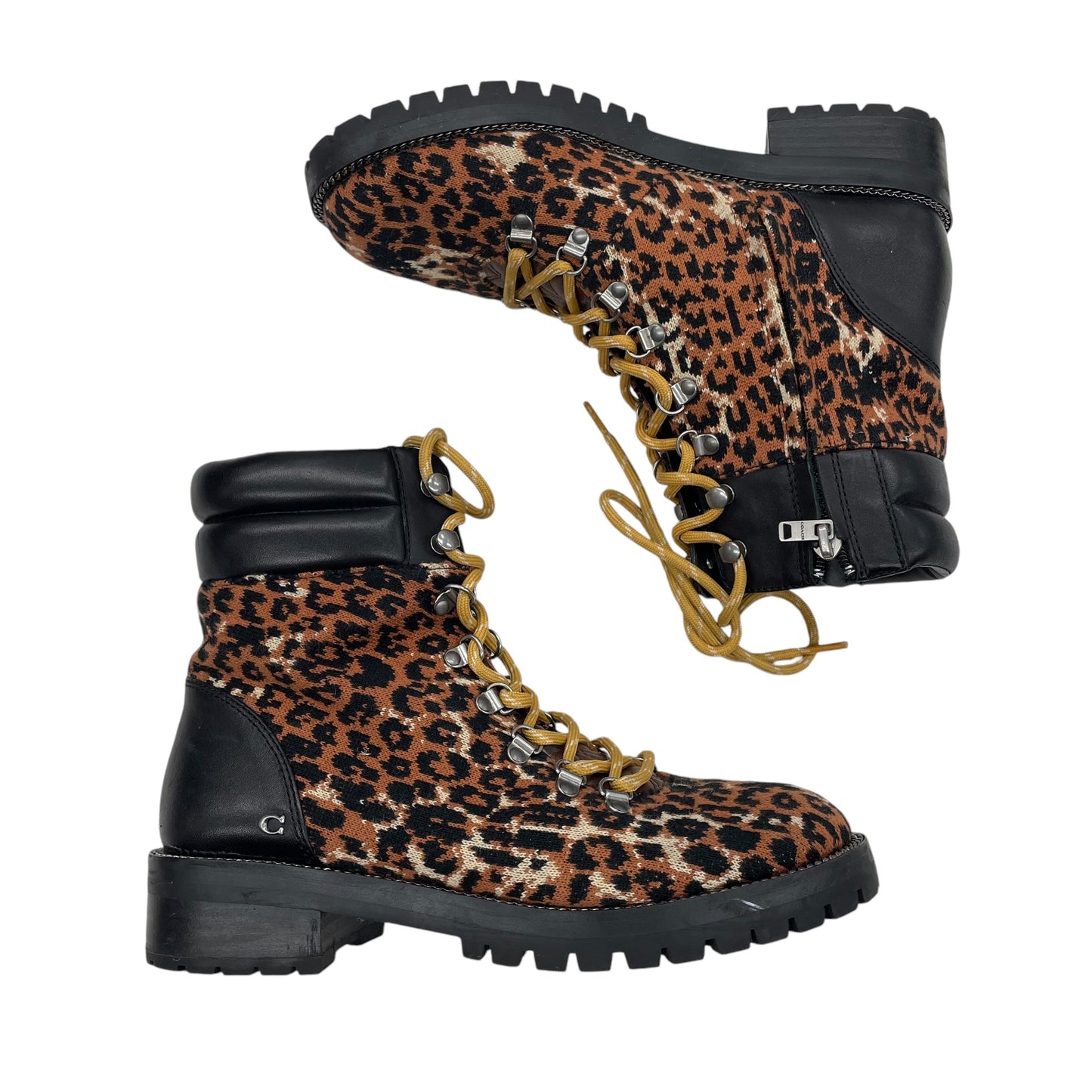 Boots Designer By Coach In Animal Print, Size:8