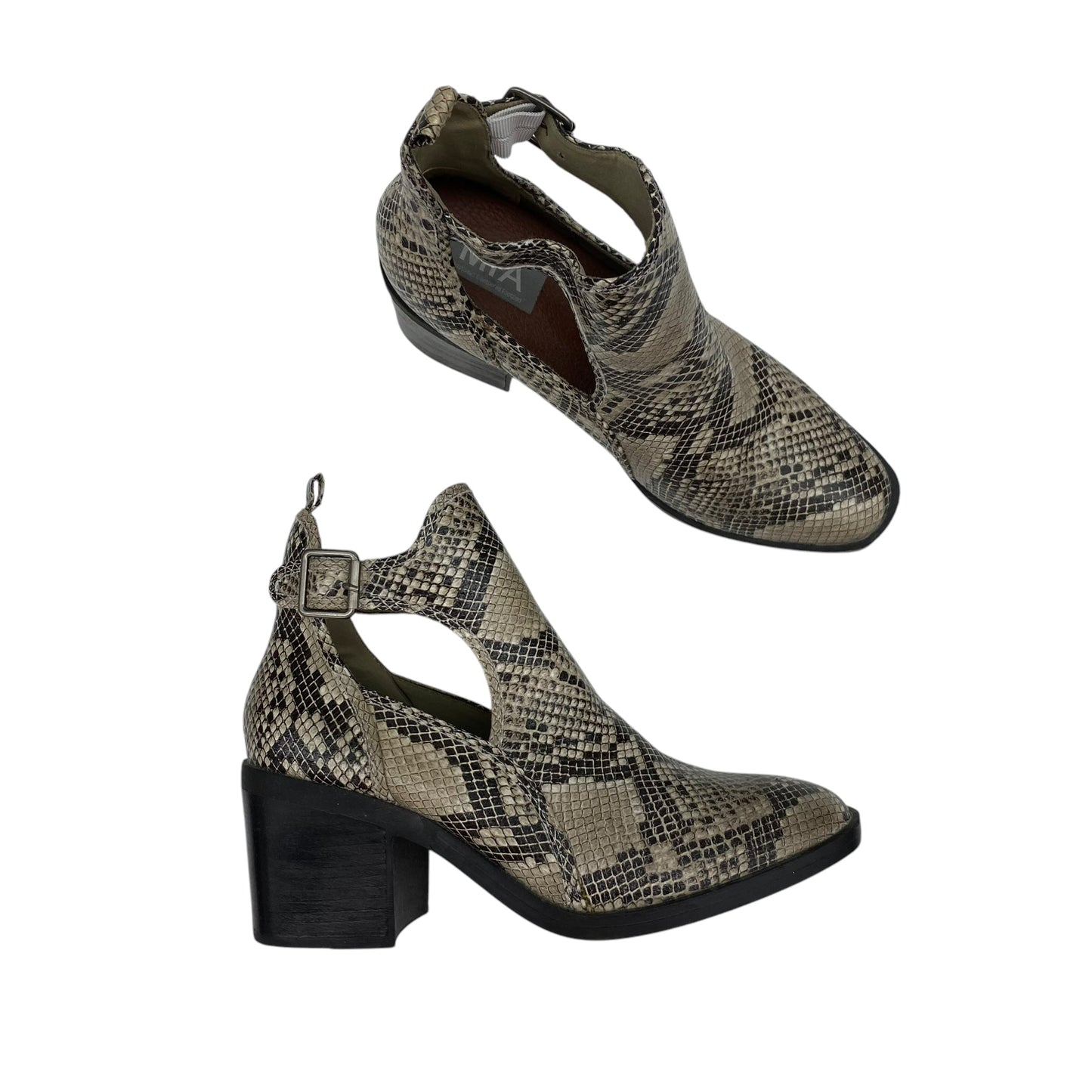 Boots Ankle Heels By Mia In Snakeskin Print, Size:9