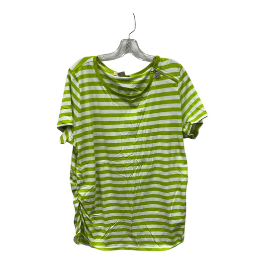 Top Ss Basic By Michael By Michael Kors In Green & White, Size:2X