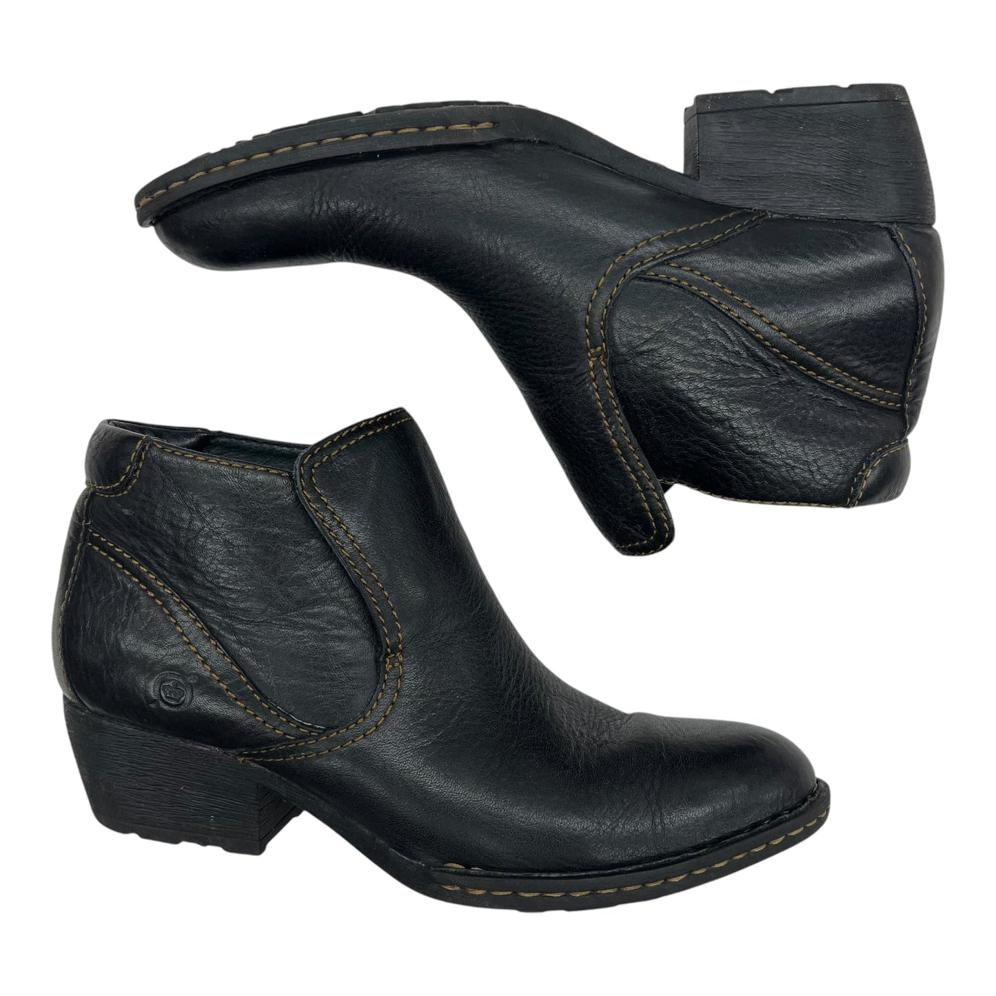 Boots Leather By Born In Black, Size:7.5