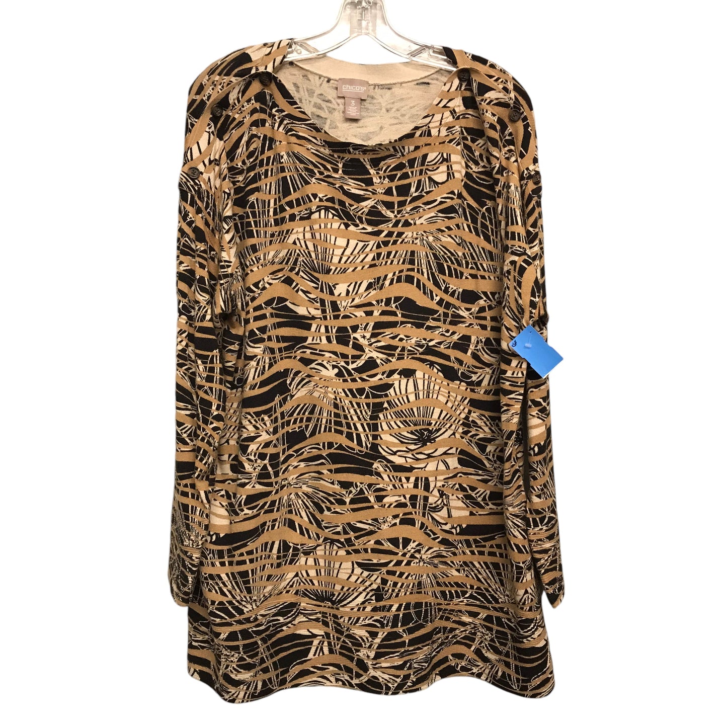 Top Ls By Chicos In Black & Tan, Size:Xl