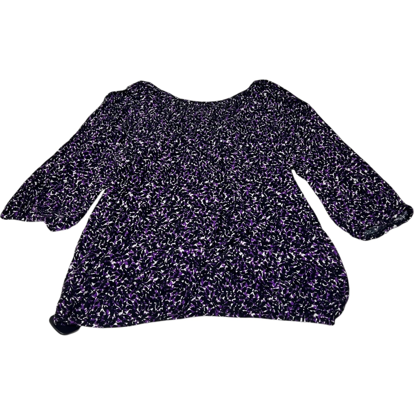 Top 3/4 Sleeve By Michael By Michael Kors In Black & Purple, Size:2X