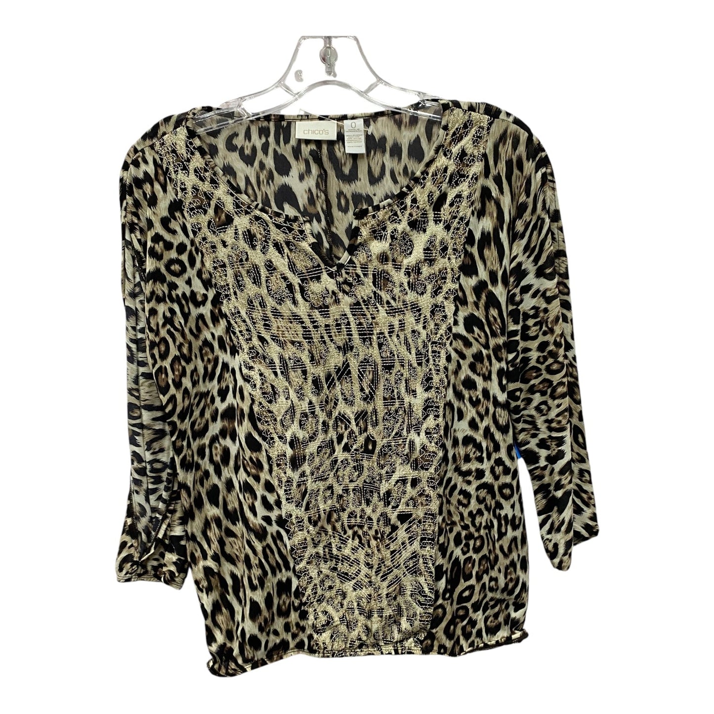 Top Ls By Chicos In Black & Tan, Size:S