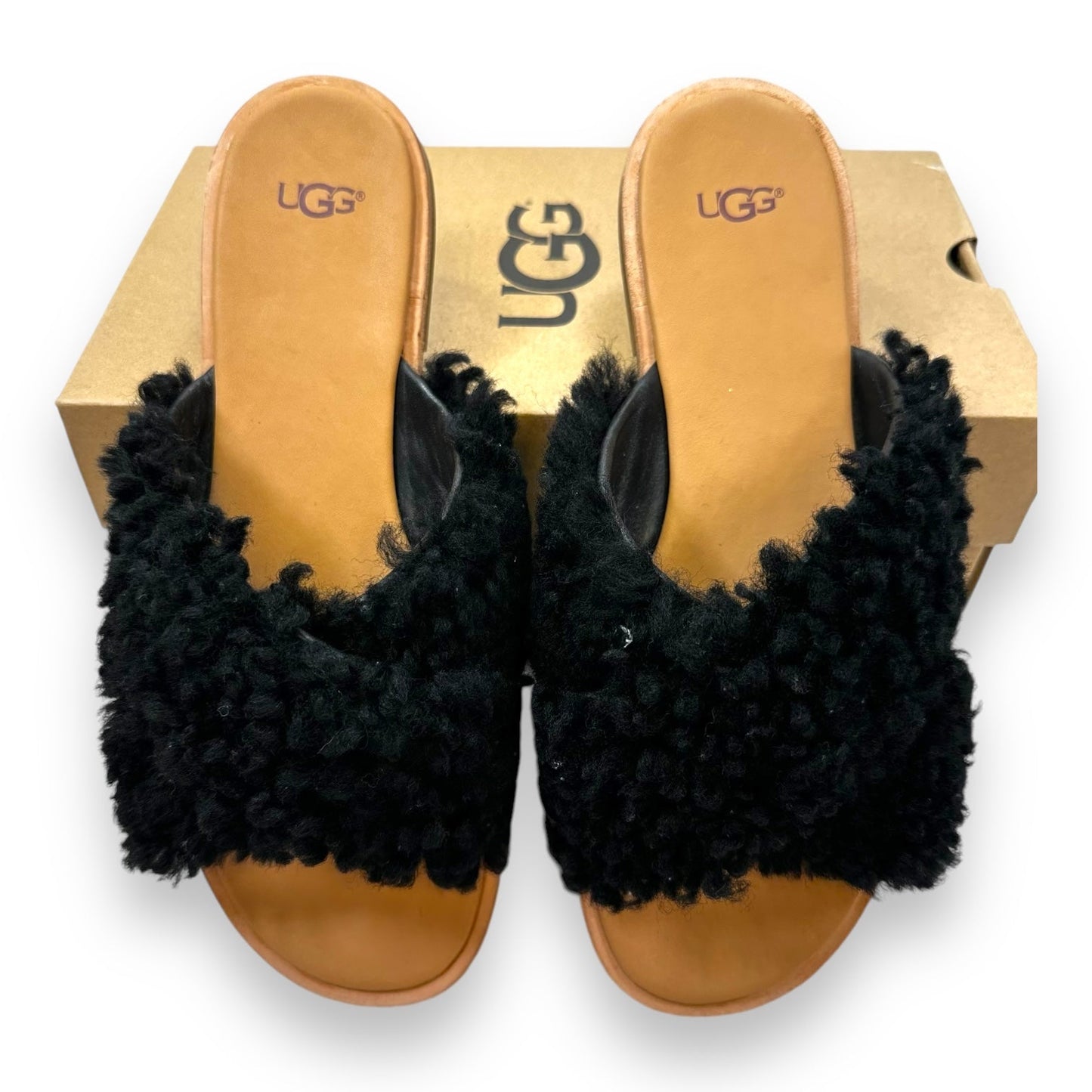 Sandals Flats By Ugg In Black, Size: 9.5