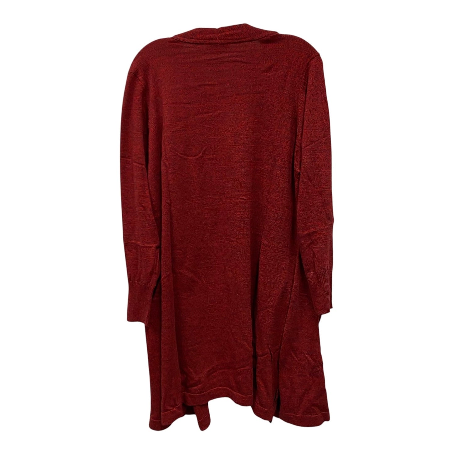 Sweater Cardigan By Denim And Company In Red, Size:1X