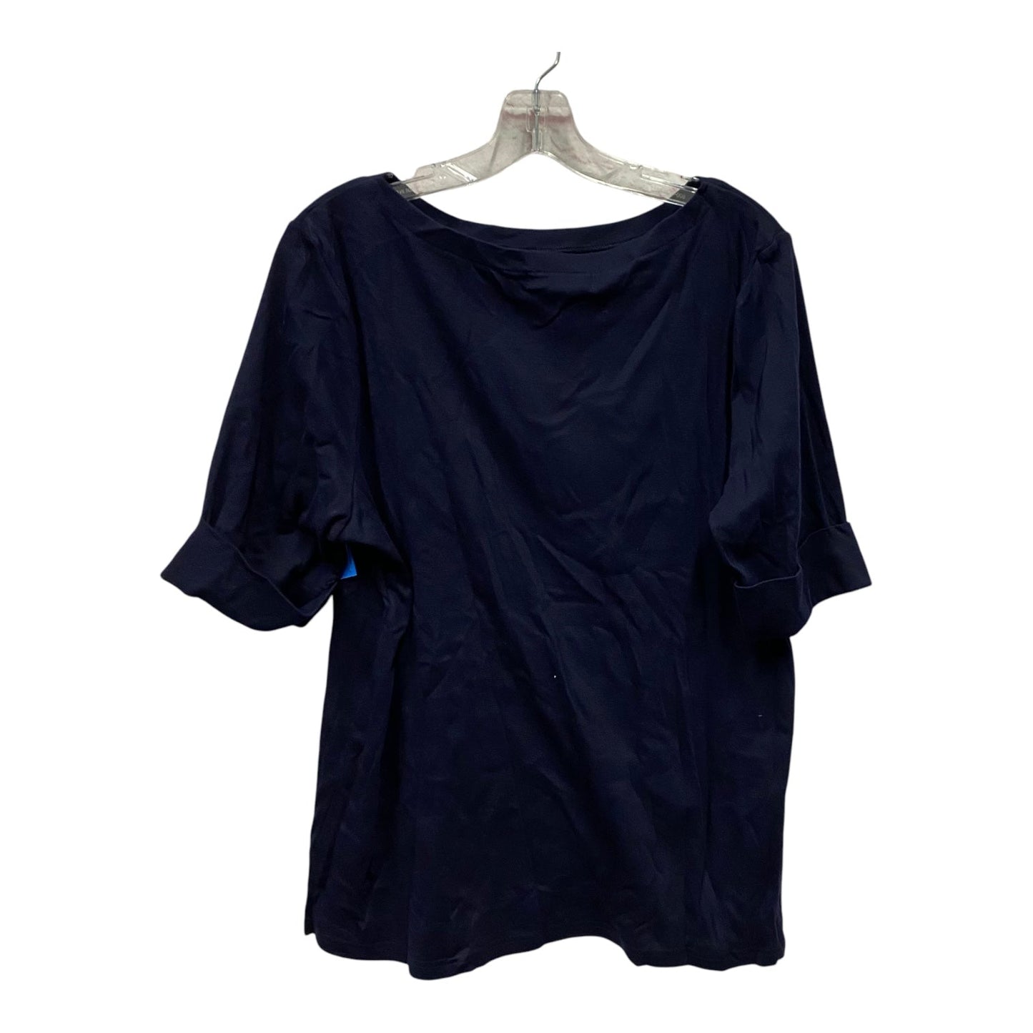 Top Ss Basic By Lauren By Ralph Lauren In Navy, Size:2X