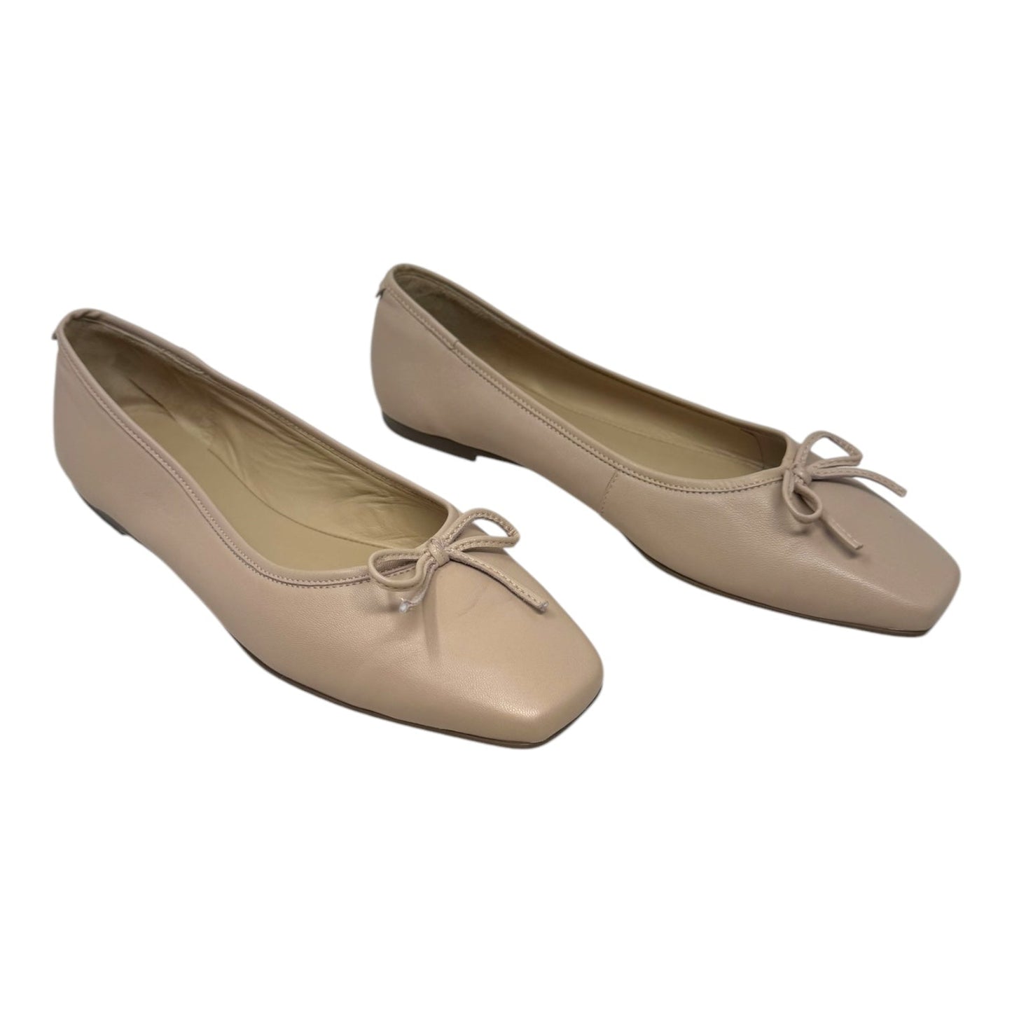 Gwynn Bow Nappa Leather Ballet Flats Shoes By Bernardo In Cream, Size: 9