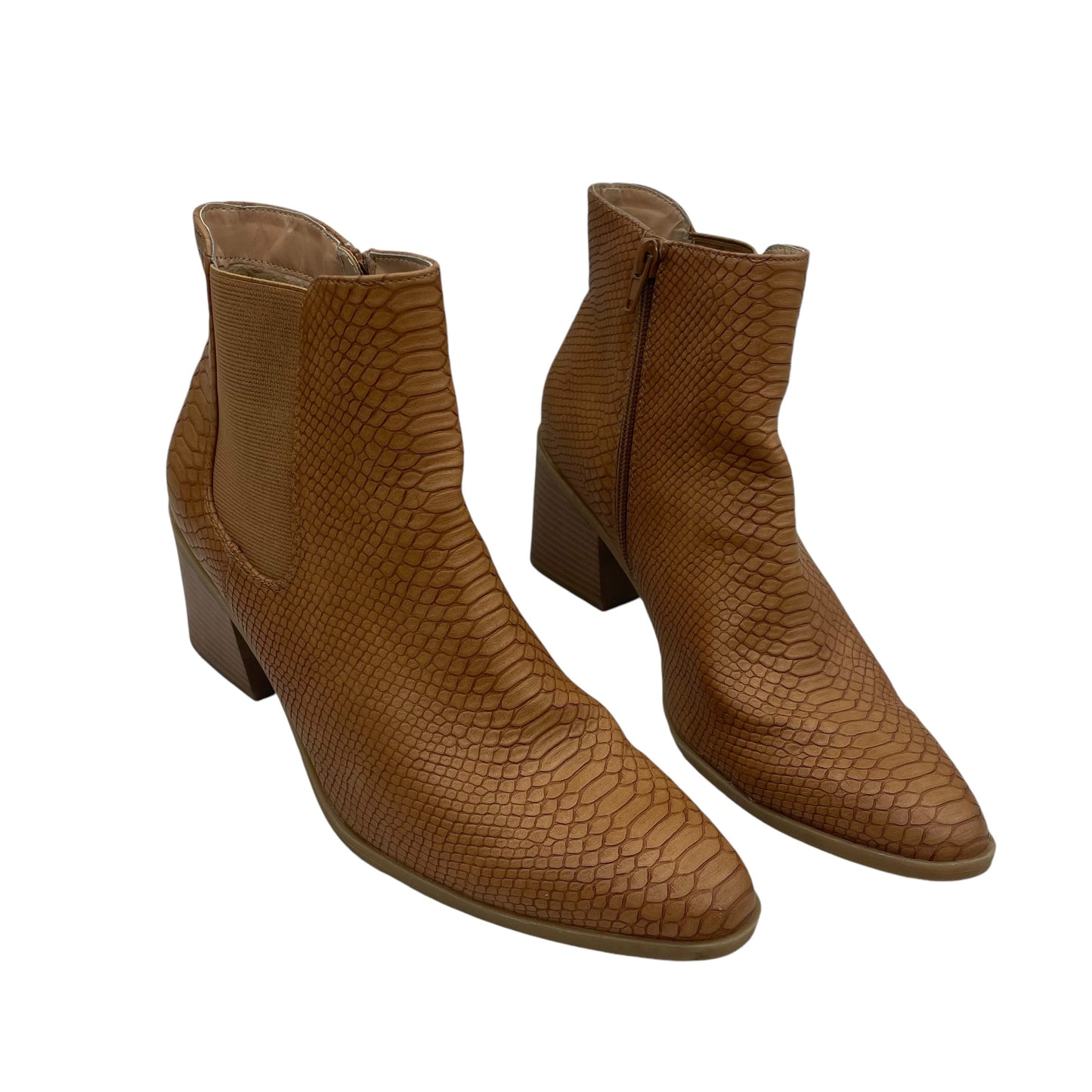 Boots Ankle Heels By Limited In Tan, Size:7.5