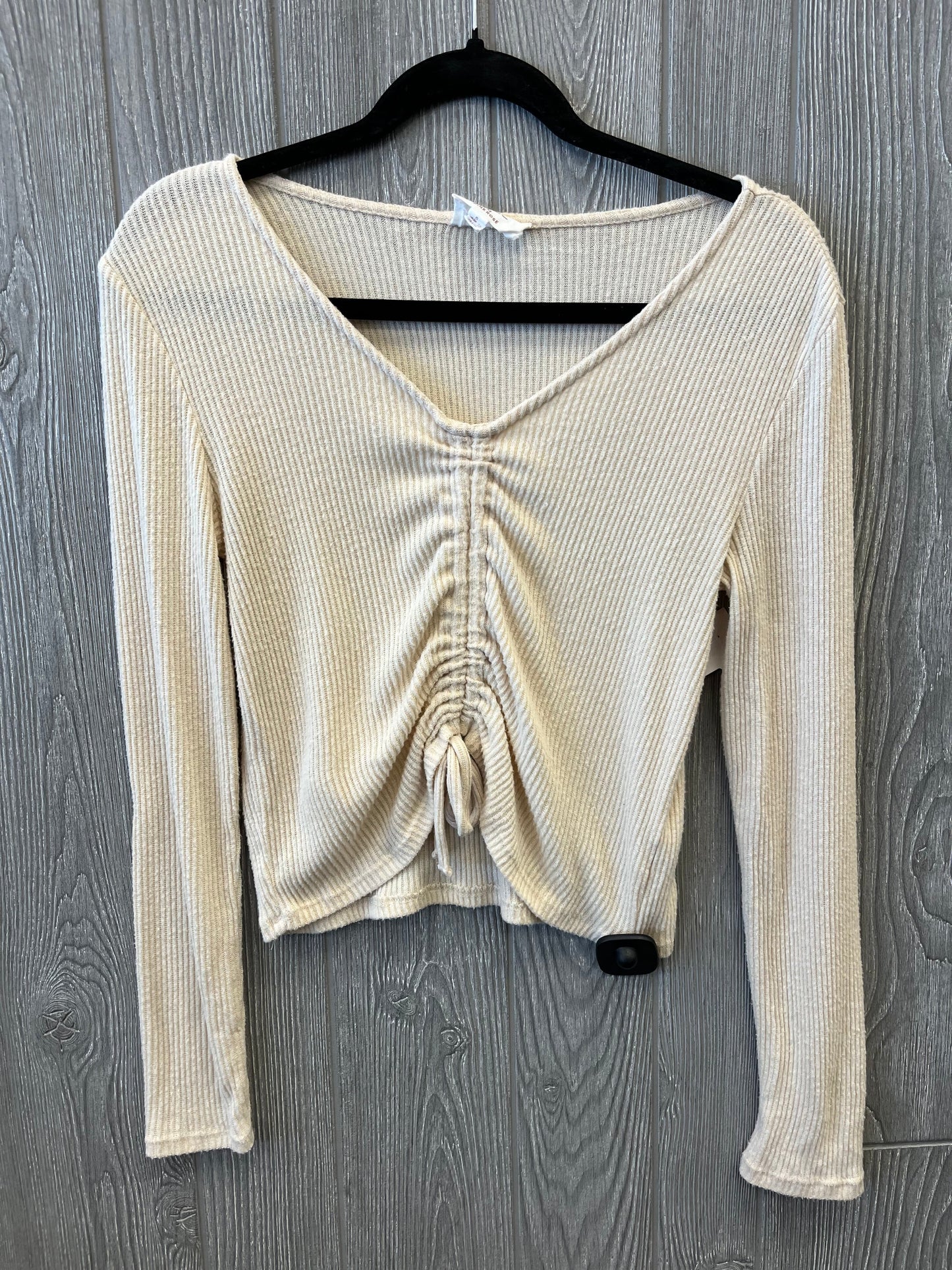 Top Long Sleeve By Pink Rose In Cream, Size: S