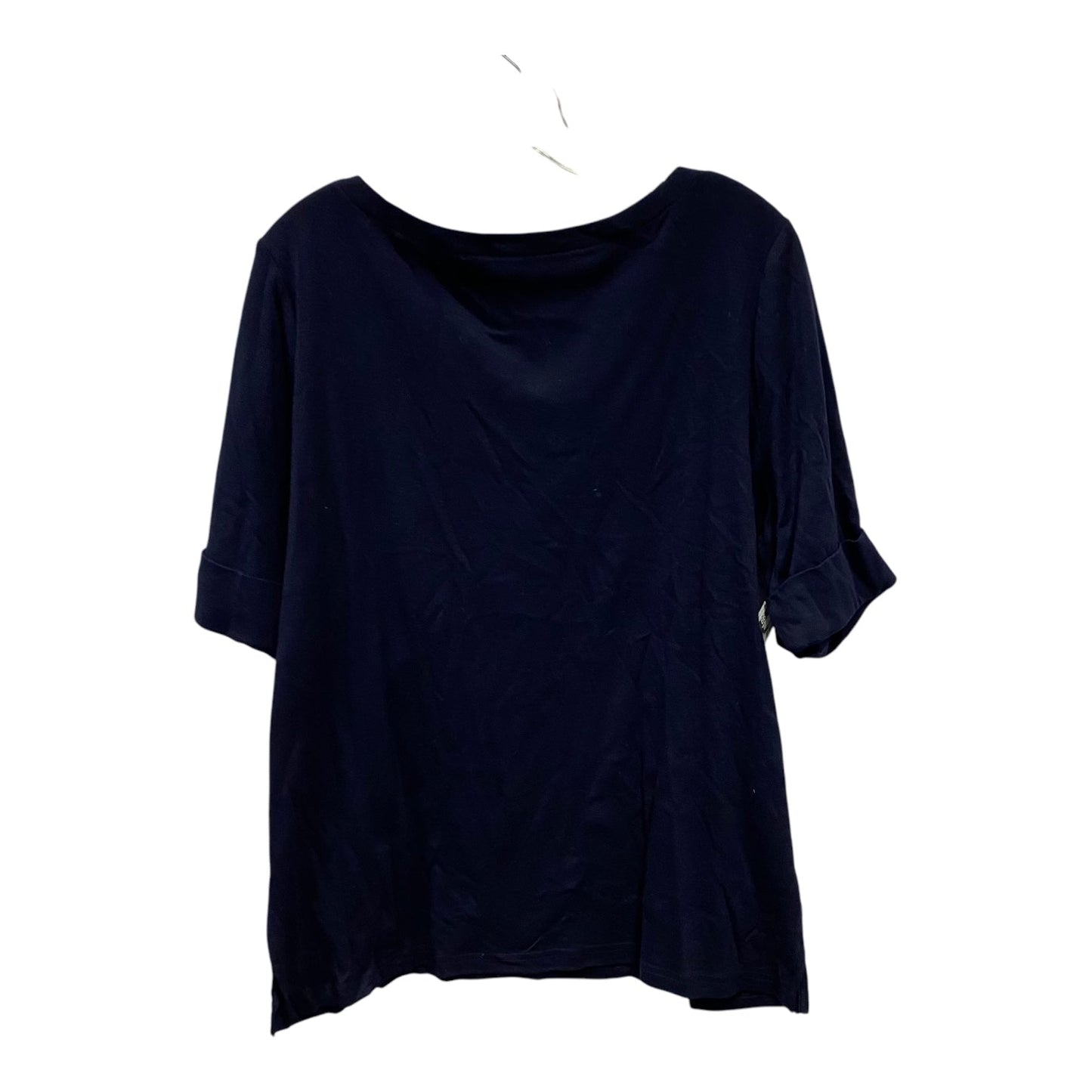 Top Ss Basic By Lauren By Ralph Lauren In Navy, Size:2X