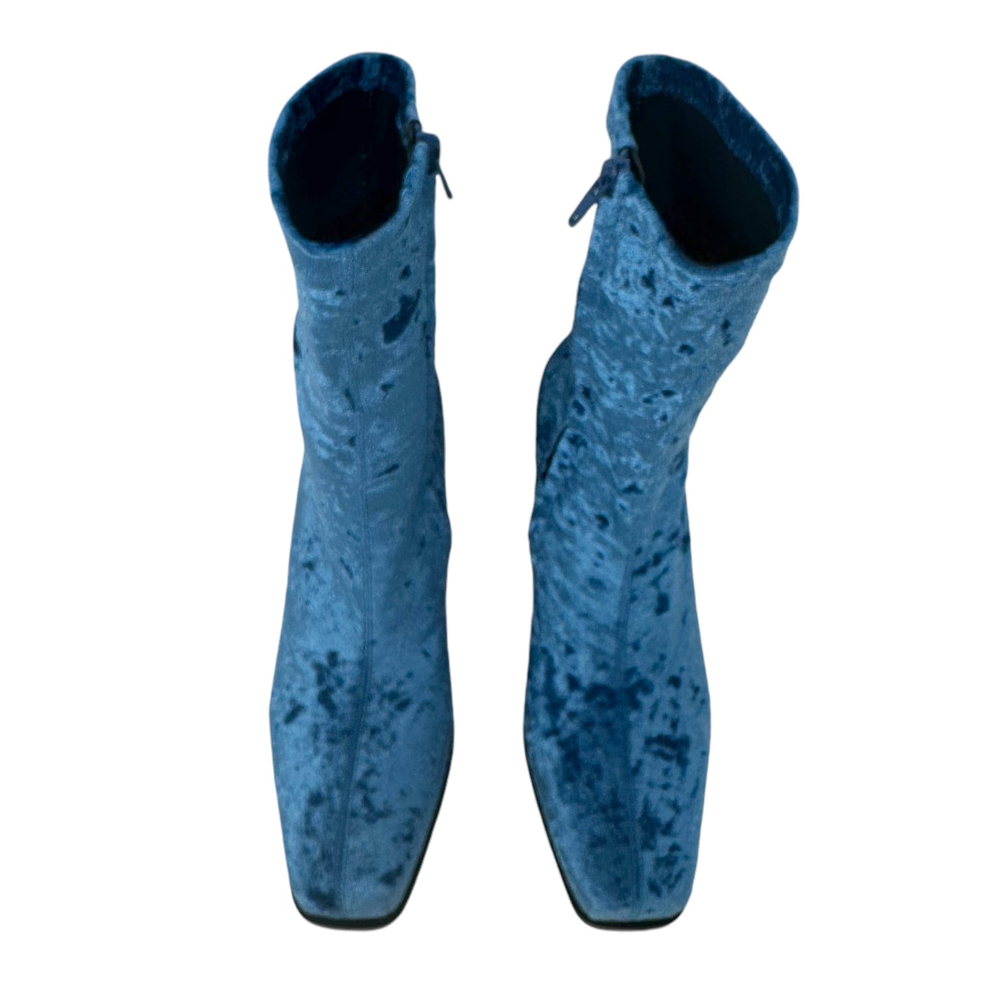 Cowboy Crushed Velvet Ankle Boots Luxury Designer In  By Stella Mccartney In Blue Lagoon, Size: US-8.5/EU-39