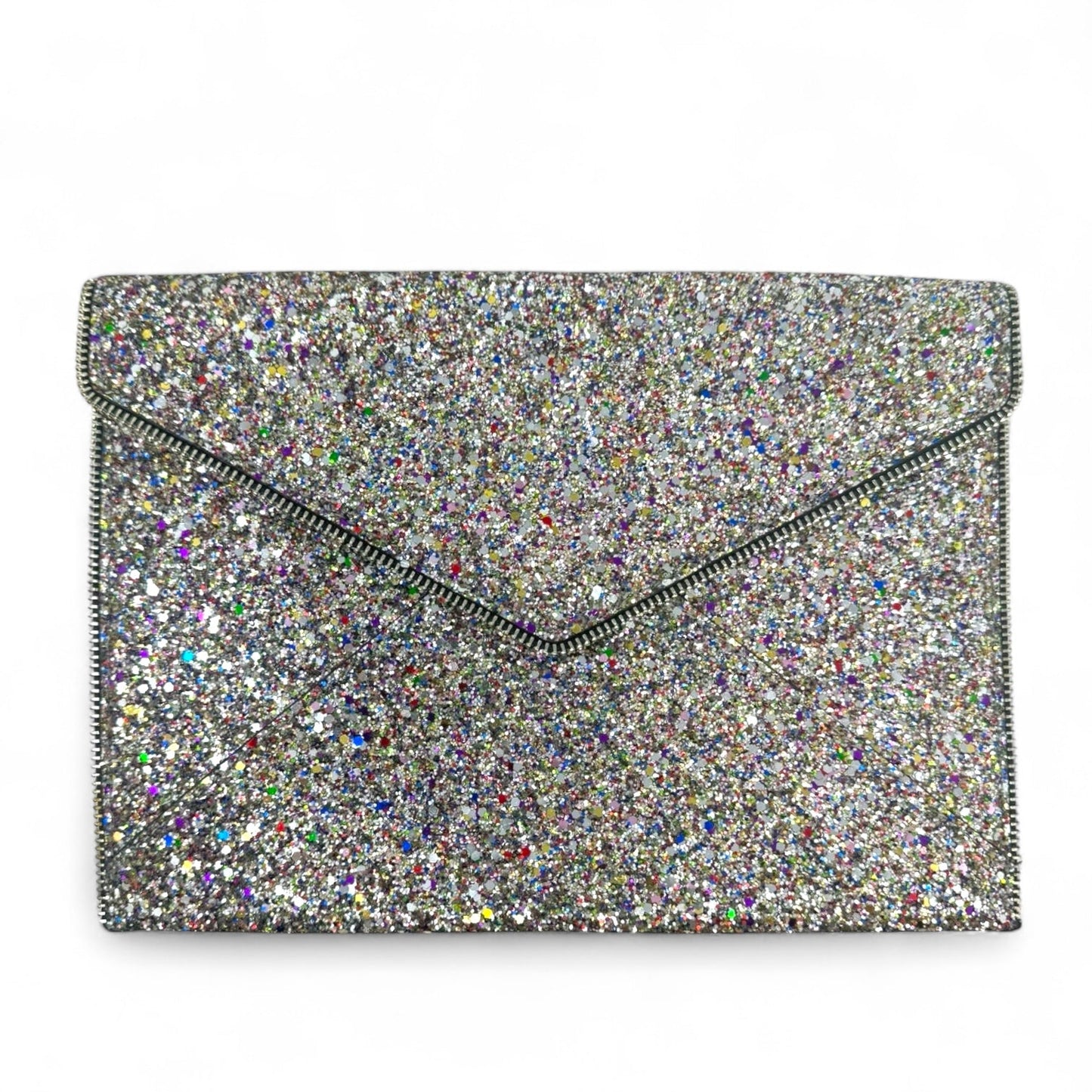 Leo Glitter Envelope Clutch Designer By Rebecca Minkoff, Size: Large